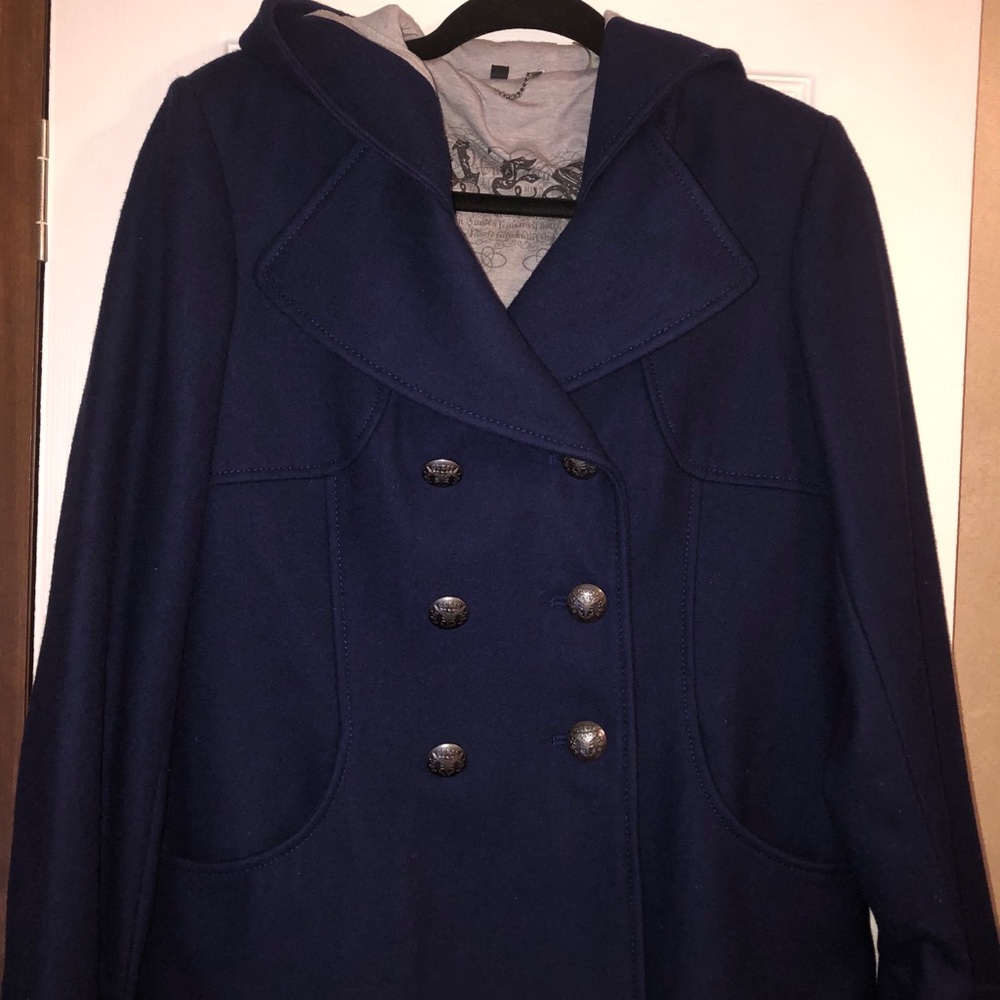 Women’s blue size medium guess wool coat.